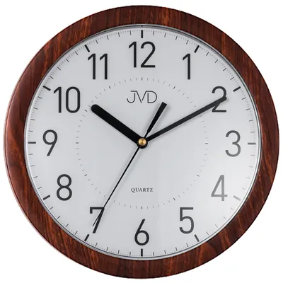 Produktbild von JVD H612.20 Wanduhr Quarz analog rund leise ohne Ticken Holz-Optik