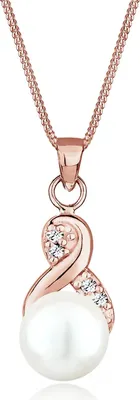 Produktbild von Damen Halskette 925er Silber Roségoldfarben Infinity mit Süßwasserperle und Kristallen 45 cm