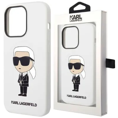 Produktbild von Karl Lagerfeld Klhcp14Lsnikbch Iphone 14 Pro 6.1"" Hardcase Biały/Weiss Silikon Ikonik