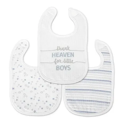 Produktbild von Lorelli Natural 3er-Pack Baby-Lätzchen mit Klettverschluss, Baumwollmischung, für Babys ab Geburt Boy