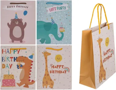 Produktbild von OOTB Papier-Geschenktüte Geburtstags-Tiere