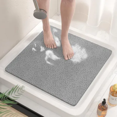 Obrázek produktu pro Protiskuzová podložka pod sprchu, 53x53 cm, PVC, barva šedá, rychleschnoucí