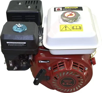 A gasoline engine is shown against a white background.