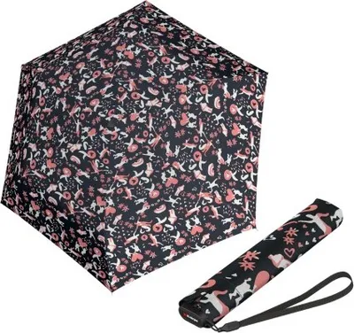 Obrázek produktu pro Knirps Knirps US.050 ultra light slim manual embracing black  - lehký dámský skládací plochý deštník