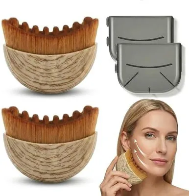 Produktbild von Lymphbürsten für das Gesicht, 2 Stück, Massagebürsten zur Lymphdrainage, lymphatische Gesichtsbürsten