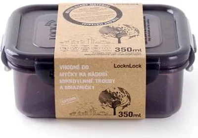 A food container with a paper label wrapped around it.