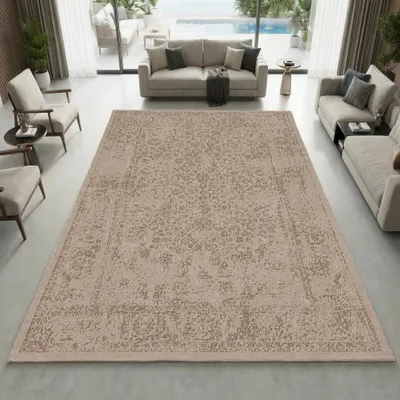 Produktbild von Teppich Beige mit Ornament Muster pflegeleicht Größe - 80 x 300 cm