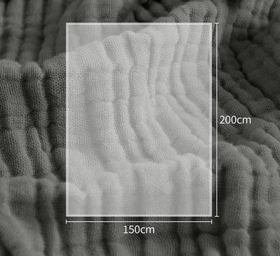 Produktbild von Unyqoos® Atmungsaktive Musselin-Decke aus 100% Baumwolle, dunkelgrau, 150 x 200 cm – vierlagig, mit ca. 5 cm Fransen, waschbar bis 60°C, trocknergeeignet