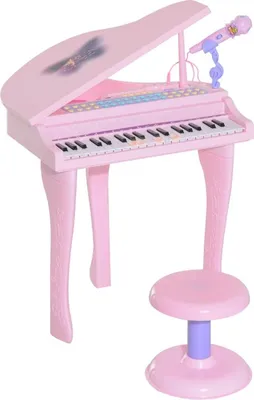 Produktbild von Fortuna Lai Keyboard Kinder mit 37 Tasten, Hocker Klavier mit Mikrofon, LED-Lehrmodus, Aufnahme, Piano Musikinstrument für 3-6 Jahre Kinder Rosa