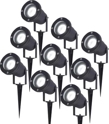 Image de HOFTRONIC - Lot de 9 spots à piquet LED extérieur 4W 345lm 6500K IP65 Noir