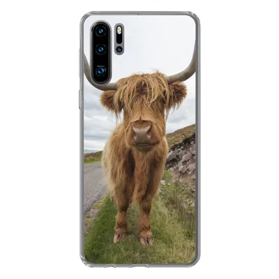 Produktbild von MuchoWow® Handyhülle Schutzhülle Hülle für Huawei P30 Pro Schottischer Highlander - Hörner - Berg Silikon Softcase Handy Hülle - Schutzdeckel