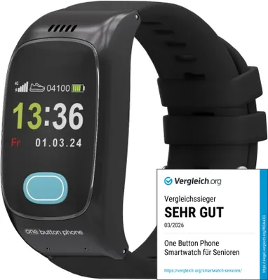 Produktbild von One Button Phone Senioren Smartwatch SOS Notrufuhr GPS Sturzerkennung Aktuelle Modell