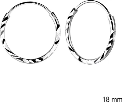 Produktbild von Kleine Creolen Silber 925 mit Diamantschliff 18 mm