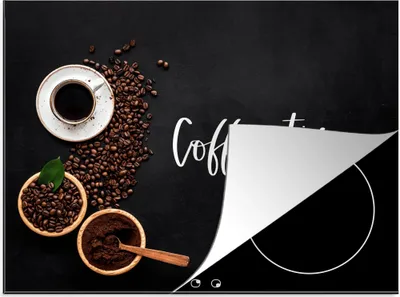 Produktbild von KitchenYeah© Herdabdeckplatte Zitate - Sprichwörter - Kaffeezeit , 77x59cm, Küche Deko, Glaskeramikkochfeld Herdabdeckung, Abdeckplatte fùr Kochfeld