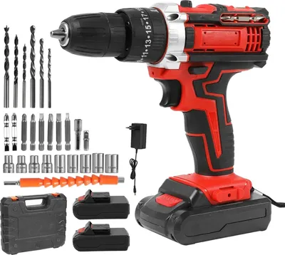 Immagine prodotto di Trapano a batteria, 21V, coppia di 32 Nm, velocità da 0 a 1500 giri/min, set con 2 batterie