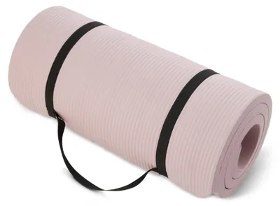 Image de Tapis de yoga de base avec sangle de transport, extra épais, 2,5 cm, couleur rose