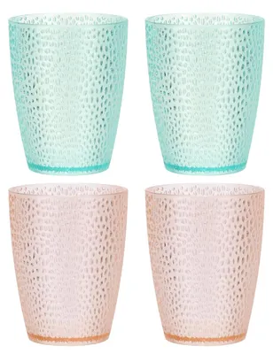 Trinkbecher-Set 4er, transparent, 290 ml, rosa/blau, Kunststoff