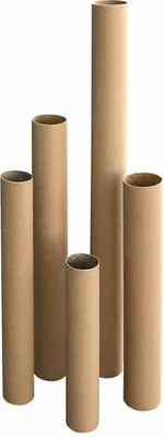 Several cardboard tubes of varying heights are arranged together against a white background.