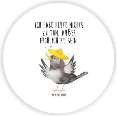 Produktbild von Mr. & Mrs. Panda Rund Magnet Rabe Sombrero - Weiß - Geschenk, Vogel, Motivation, für kühlschrank, Vögel, pinnwand, Lustige Sprüche, magnettafel, Elster, Notizhalter