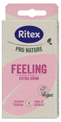 Produktbild von Ritex Pro Nature Feeling - 8er Packung - extra dünne Kondome - Standardgröße - Dimeticon-basiertes Gleitmittel