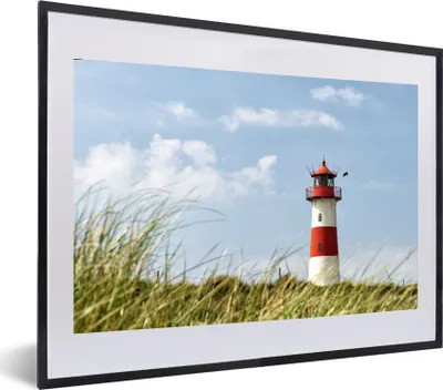 Produktbild von MuchoWow® MuchoWow® Gerahmtes Poster Meer - Leuchtturm - Deutschland 60x40 cm - Poster mit zchwarzem Bilderrahmen - Schlafzimmer - Plakat in Rahmen - Drucken