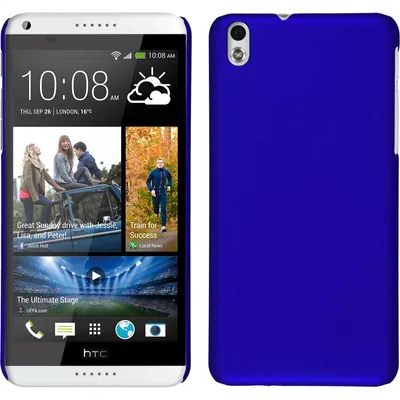 Produktbild von PhoneNatic Case kompatibel mit HTC Desire 816 - Hülle blau gummiert Hard-case + 2 Schutzfolien