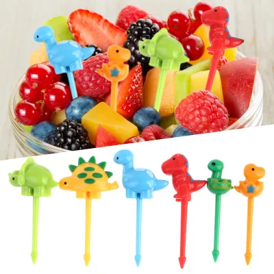 Produktbild von 6pcs/Set Obstgabel Anti-Rutsch-Cartoon Plastik Dinosaurier-Form Bento Stick Party Supply