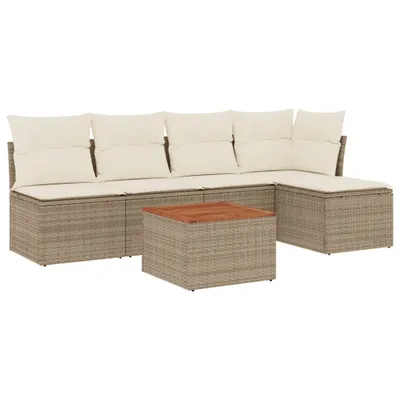 Produktbild von vidaXL 6-tlg. Garten-Sofagarnitur mit Kissen Beige Poly Rattan