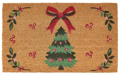 Zdjęcie produktu dla BELIANI Wycieraczka kolorowa włókno kokosowe antypoślizgowe podszycie 45 x 75 cm motyw świąteczny dekoracja bożonarodzeniowa