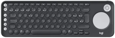 Zdjęcie produktu dla Logitech K600 TV - TV Keyboard with integrated touchpad and D-pad, Pełnowymiarowy (100%), Bezprzewodowy, RF Wireless + Bluetooth, QWERTY, Grafitowy, Biały