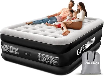 Imagen del producto de Colchón inflable autohinchable, 203x152x46 cm. Cama de aire para 2 personas. Colchón inflable con bolsa de transporte. Capacidad de carga: 360 kg. Se infla en 3 minutos, ideal para uso doméstico y camping