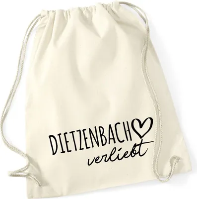 Produktbild von Huuraa Turnbeutel Dietzenbach verliebt 12 Liter Natural Baumwolle Rucksack Geschenkidee