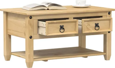 Produktbild von Möbel Couchtisch mit Schubladen Corona 85x50x45 cm Massivholz Kiefer - Couchtische &49985