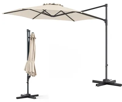 Immagine prodotto di Ombrellone da giardino KOMFOTTEU 3M per esterni, resistente ai raggi UV e al vento, a forma esagonale, con struttura a incastro, rotazione a 360°, ombrelloni con base a croce, ideali per cortili, terrazze, piscine e balconi