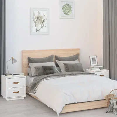 Produktbild von The Living Store Nachttische 2 Stk. Weiß 40x34x45 cm Massivholz Kiefer
