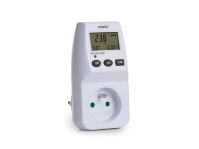 Produktbild von Perel Energiemessgerät, LCD-Anzeige, 230 V, 16 A, 3600 W, Typ E (französisches System), weiß