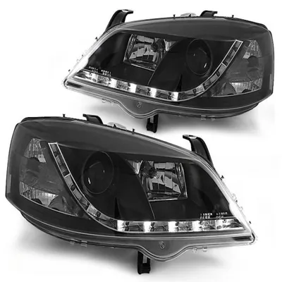 Produktbild von Scheinwerfer LED Tagfahrlicht Optik passend für Opel Astra G Bj. 98-05 Schwarz