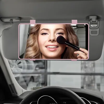 Image de Miroir de courtoisie sans éclairage, de couleur rose, pour pare-soleil, de petite taille, accessoire automobile