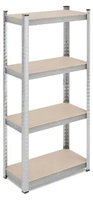 Produktbild von 2 x Schwerlastregale, HxBxT: 138x60x30 cm, 200 kg, Stahl, 4 Ebenen, Lagerregal, Keller, Garage, zum Stecken, silber