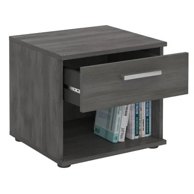 Produktbild von Nachttisch Nachtschrank Nachtkommode MARY esche grau, 42 x 38 x 30 cm, mit Schublade und offenem Fach