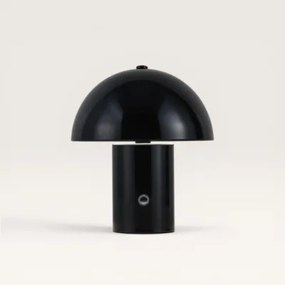 Image de LUSENZ - Lampe de table LED 2W noire rechargeable champignon IP20