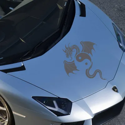 Produktbild von Aufkleber - Autoaufkleber "Yin Yang Drache" 70cm x 56cm dunkelgrau - Tuning Carystyling Heckscheibe Auto