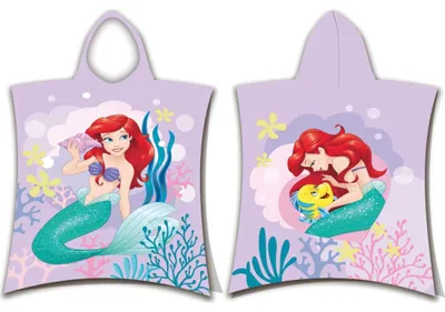 Imagen del producto de Poncho de playa para niños de Disney, con diseño de Ariel, hecho de algodón, 50x115 cm