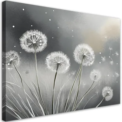 Produktbild von Leinwandbild Löwenzahn Pflanzen Natur 60x40 Feeby Grau bild für die wand bereit zum aufhängen