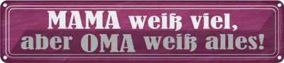 Produktbild von vianmo Blechschild 10x46 cm Mama weiß viel Oma alles Spruch Zitat