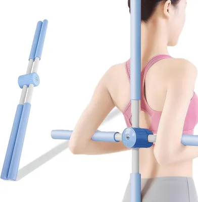 Produktbild von Yoga-Stick, Haltungskorrekturstab, Yoga Stange für bessere Körperhaltung - Korrektor für Nackenverkrümmungen, Blau
