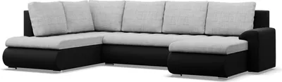 Produktbild von U-Sofa mit Schlaffunktion Foresta, Ottomane, Grau + Schwarz
