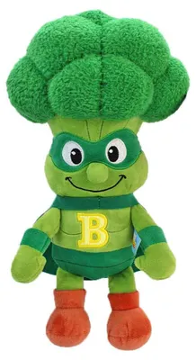 Zdjęcie produktu dla Miękaka "Justin" z serii Brokkoli Superheld, przedstawiający superbohatera – wysokość ok. 30 cm