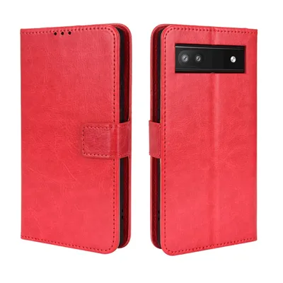 Productafbeelding van Beschermhoesje voor de Google Pixel 6a, telefoonhoesje met kaarthouder, kleur: rood