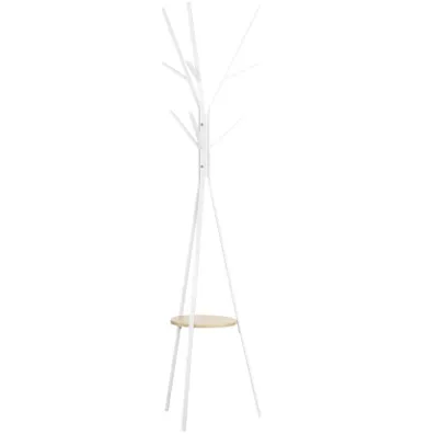 Produktbild von Garderobenständer, Kleiderständer mit Ablage und 8 Haken Jackenständer, Moderner Garderobe für Kleidung Hut Tasche